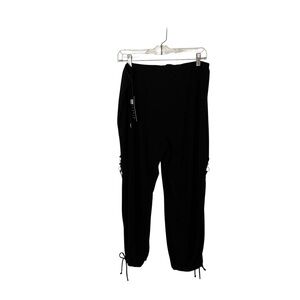 Carole Little size XL black pull on joggers side cargo pockets and beaded detail